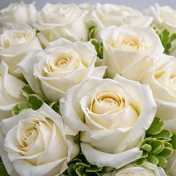 Ванильное небо – букет из белых роз